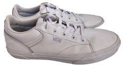 VANS Kids Seldan White Leather Lace Up Sneakers Shoes (Youth Size 6)