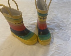 LONE CONE Rainbow Stripe Rain Boots Toddler Kids Size 5 /Girls-Boys EUC