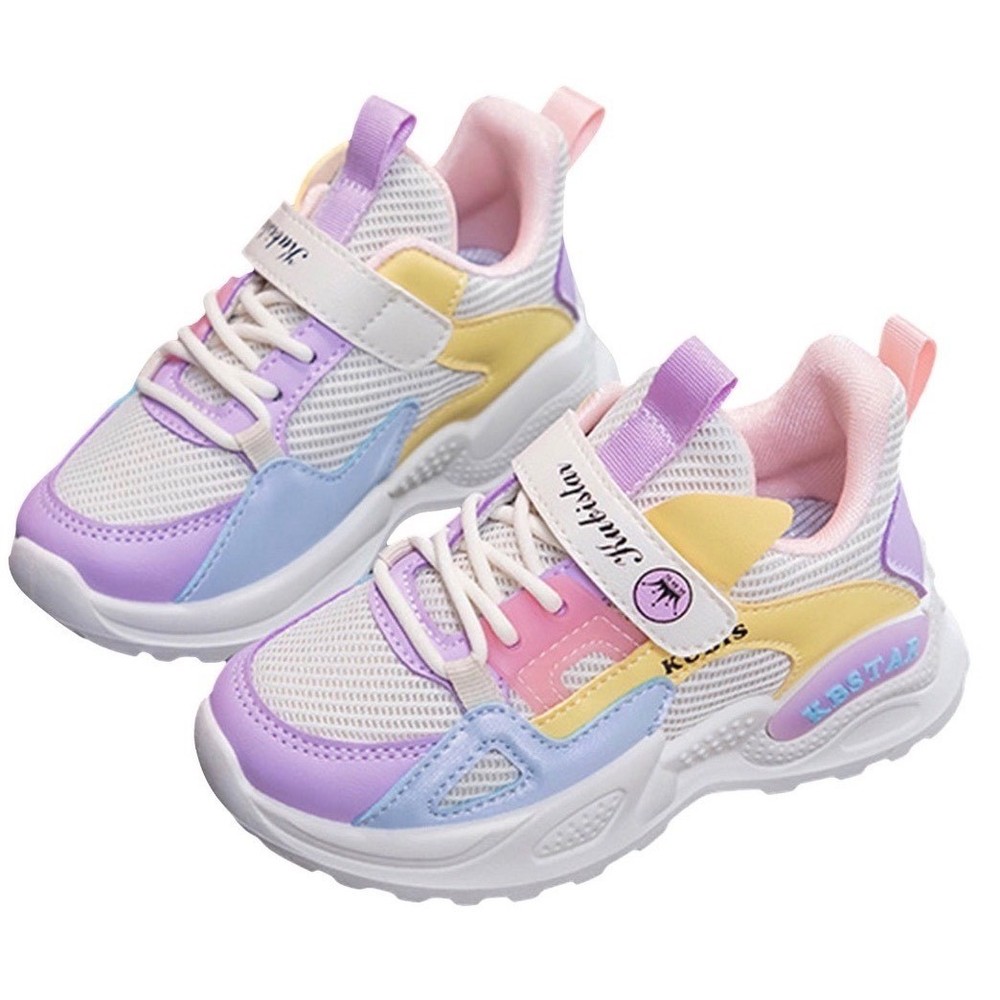 Kubistar Kids Pastel Chunky Sneakers Purple Pink Yellow Blue Sz EU 33 US 1