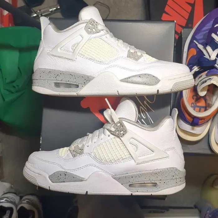 DJ4699 100 Air Jordan 4 Retro GS ‚White Oreo‘ Size 6.5y Nike Original Box Used