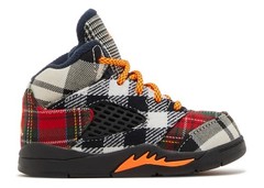 New Jordan 5 Retro Mid Plaid Size 2Y Black Red Orange Unisex Sneakers