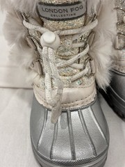 London Fog Kids Silver Metallic Glitter Faux Fur Winter Snow Boots Size 8