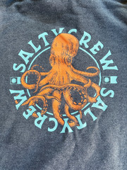 Salty Crew Youth Hoodie, Octopus Graphic, Heather Gray/Blue, Size M, EUC, CUTE!