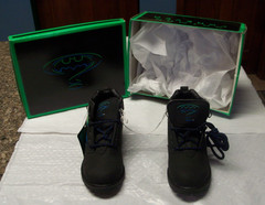 Batman Forever hiking boots, black, child size 13, unused w/orig box