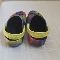 Crocs Classic Clog Kids US 9 Tie-Dye Multicolor Yellow Heel Strap Slip-On