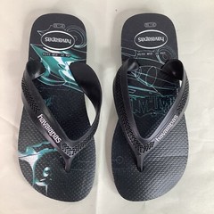 NWOT! Havaianas Batman Flip Flops Black Teal Boys Water Sandals Sz 2Y/EUR 33/34