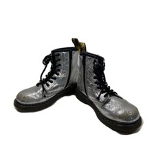 Dr Marten’s Pascal 1460 J Combat Boots Sz 3 Kids In Metallic Croc Print AW004