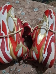 Puma RS-Fast Jr „Glitz“ Sneakers White Red Gold 384747-01 Big Kids Size 7C