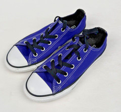 Converse All Star Junior Size 1 Double Tongue 647729F Purple Low Top EUC
