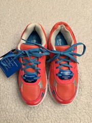 BRAND NEW!! CHAMPION Kids Sneakers. Orange/Blue. Sz 4. Memory Foam. See photos