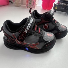 Marvel Spider-Man Light-Up Kids Sneakers Black Gray Red Hook & Loop Low Top