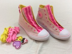 Converse All Star Kids Size 3 Bubble Gum Pink And Yellow Skateboard Shoes