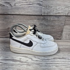 Nike Air Force 1 Toggle Stretch Lace White Black Swoosh Shoes Size 2Y Kid