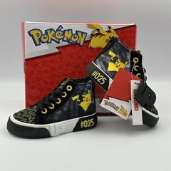Pikachu Pokémon #025 High-Top Sneakers Size 7 Kids Black Lightning Design