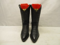 Carlos Boots Black Bullhide Leather Cowboy Boots Youth Mexico Size 19.5 D