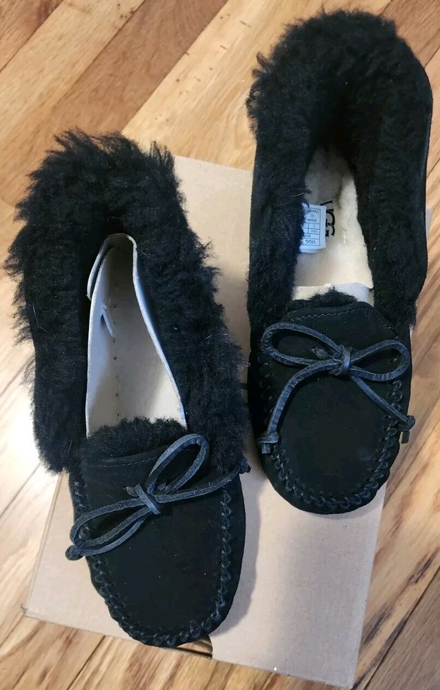 UGG Alena Sheepskin Lined Slippers Black Suede Kids US 1 EU 32.5 UK 13 1118982K