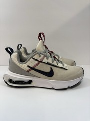 Nike Air Max Men’s Athletic Sneaker Beige/Gray/Red Mesh Lace Up Low Top