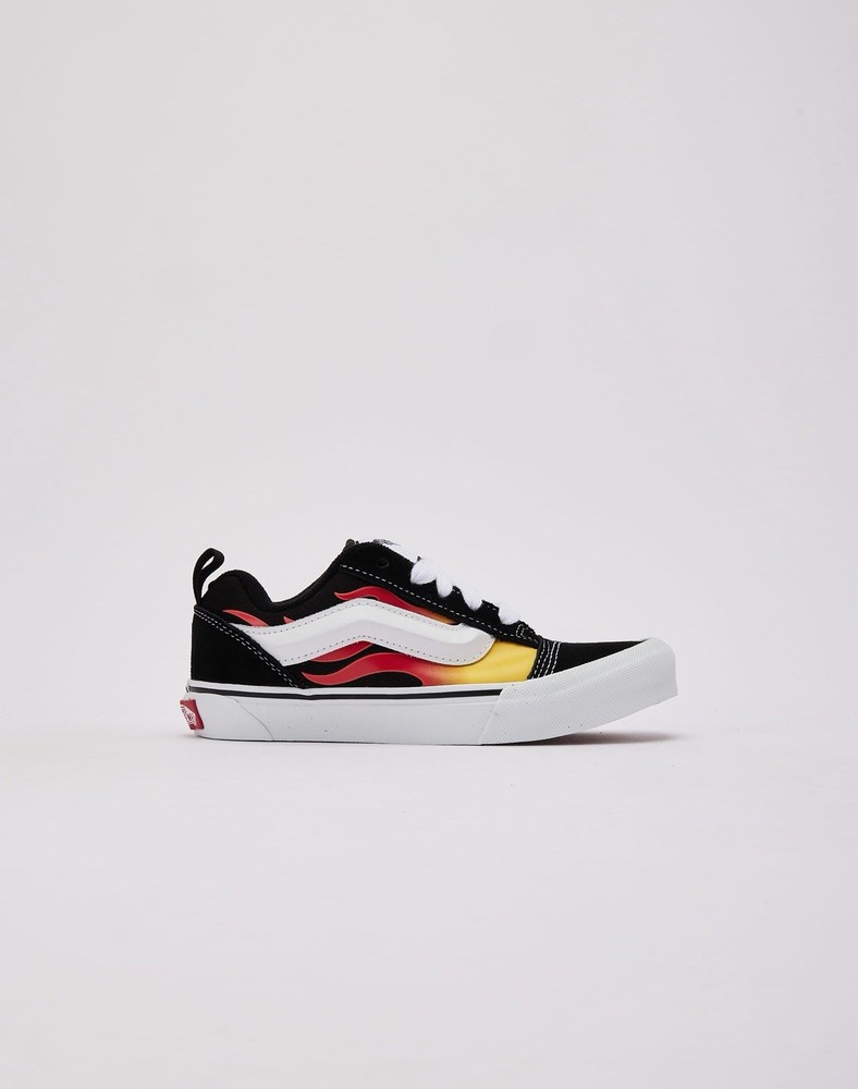 VANS Knu Skool Flame Black Red Yellow White Unisex Kids Casual Sneaker Size 6