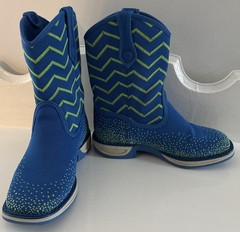 Laredo Cowboy Boots Children Size 12 Ziggy Blue Pull On Comfort Casual Mid-Calf
