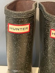 Hunter Kids First Classic Glitter Rain Boots Black Sparkle US 9C-10C EU 25/26
