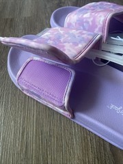 Cat & Jack Slide Sandals Kids Size L 4/5 Purple Camo Quilted Slip On Adjustable