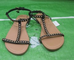 Black Open toe gold stud Back Strap Cute Shoes Sandals GIRL Size 11