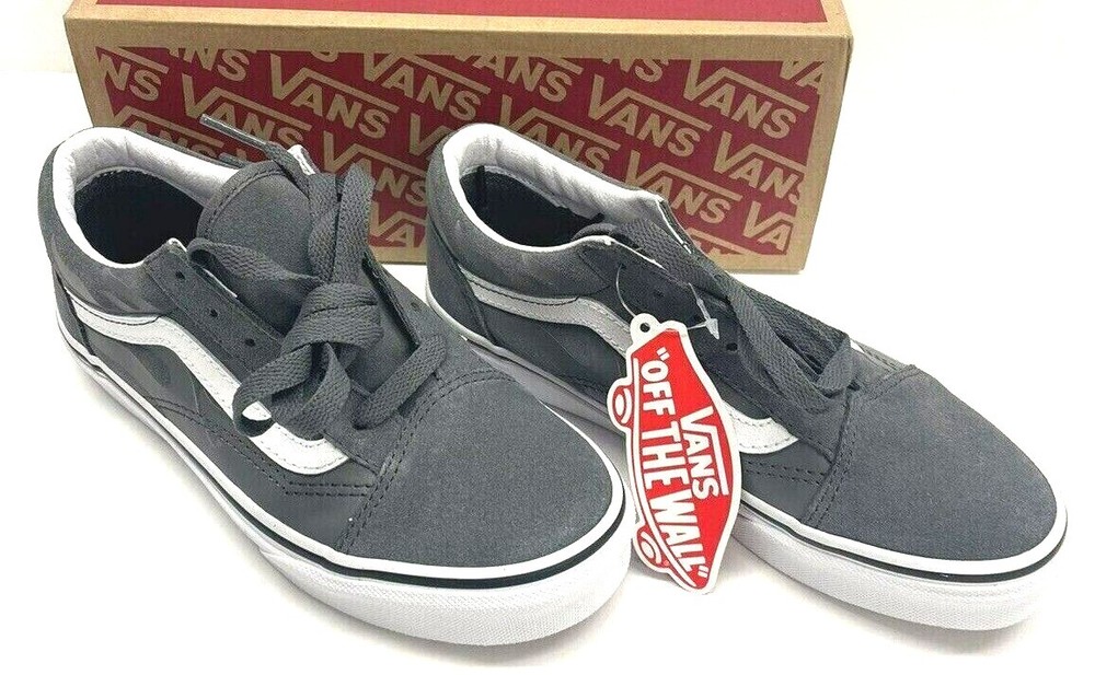 Vans Old Skool Pewter with Ghosted Flame Youth Shoes (choose size) New