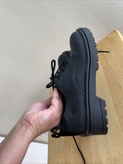 Zara Chunky Rubberized Derby Lace Up Kids Black Shoes Size 34