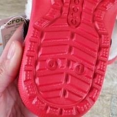Crocs Classic Clogs Sz J1 Red Holiday Rubber Slingback Sandals Santa
