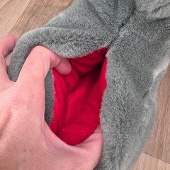 Vintage Grey Plush Dinosaur T-Rex Slippers Size 2-3 XL Non-Slip House Shoes