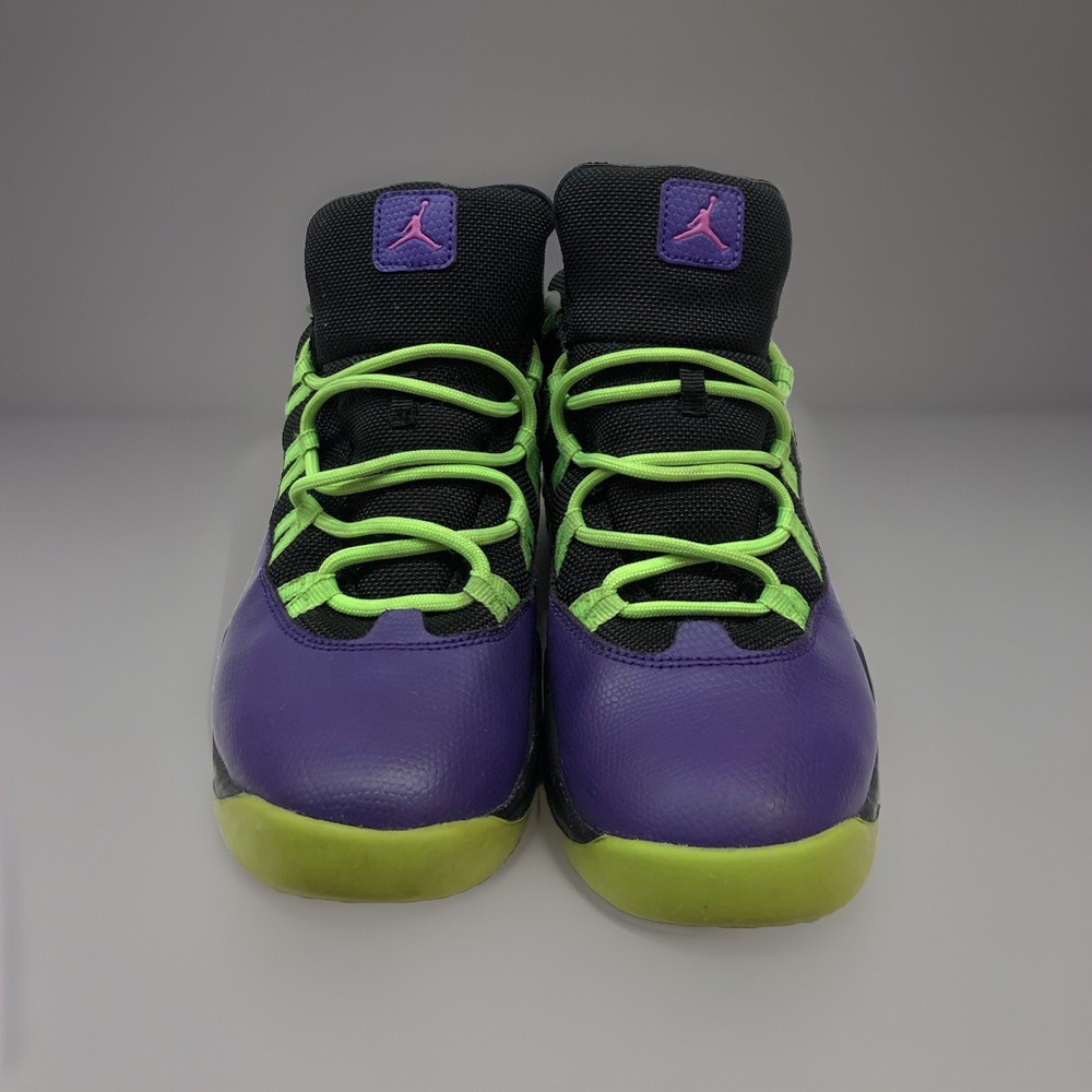Nike Air Jordan Prime Flight Size 2Y Black Purple Pink Lime 616861-018