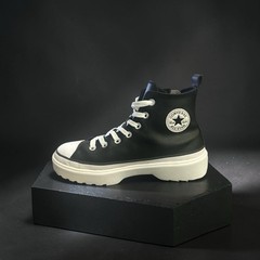 Converse Lugged Lift Platform Black Leather Zip Sneakers Youth Size 6.5
