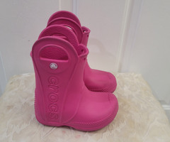 Crocs Waterproof Handle It Rain Boot Kids Size C7 Lightweight Pink Excellent