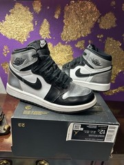 Jordan 1 Retro High Silver Toe Black Athletic Shoes US 12C Pre-School CU0449-001