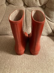 Red Rubber Waterproof Mid-Calf Rain Boots Unisex Kids Pull On Flat Toe