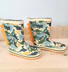 Fabkids Rain Boots New Dinosaur Print Kids Boys Girls Waterproof Shoes Sz 11