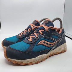 Saucony Cohesion TR14 LTT Kids Size 4 Blue Pink Trail Running Shoes School Walks