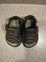 Faded Glory Action Flex Brown Sandals toddler Sz 2 Hook And Loop Strap Shoes