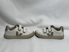 Veja Esplar Hook & Loop Kids Sneakers White Leather Suede Logo Size 12 EU 30