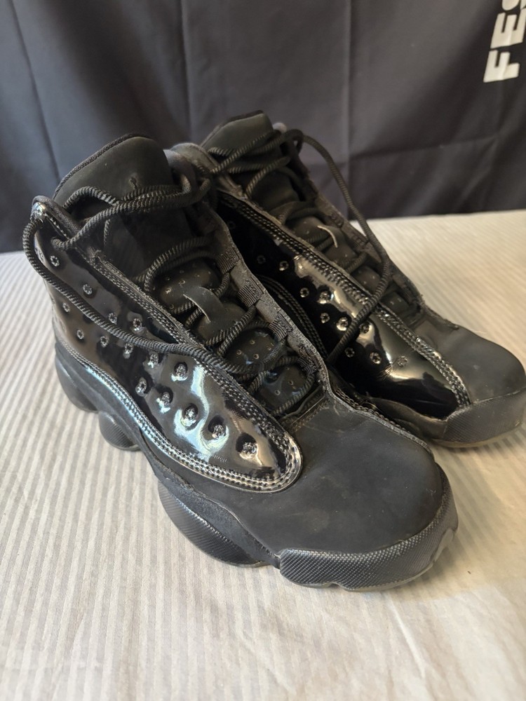 Jordan Air Jordan 13 Retro Black Leather Mid Top Sneakers Kids US 6.5Y EU 39