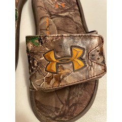 Under Armour 4D foam Real Tree camo slip on slides size 12 kids