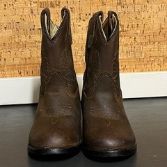 VTG Masterson Boot Co Kids Brown Leather Cowboy Boots Western Stitched Size 5D