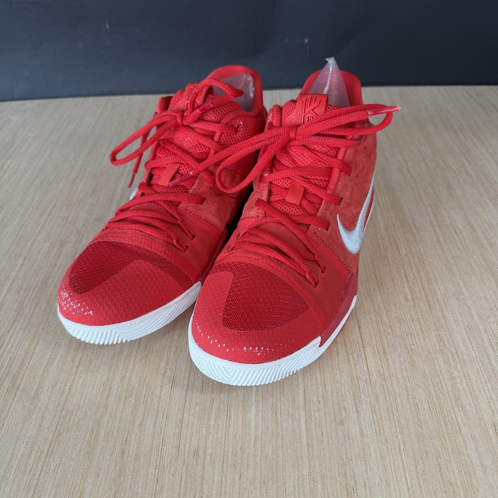 Nike Kyrie 3 III University Red on Red Shoes Youth 7Y Suede Sneakers 859466-601