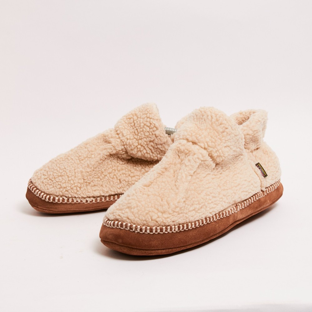 LL Bean Cozy Slipper Booties Kids Unisex Cream Ivory Fleece Slip On Sherpa 12-13
