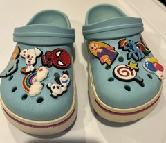 CROCS Kids Crocband II Clogs US Size c10/11 Ice Blue/Candy Pink Shoes