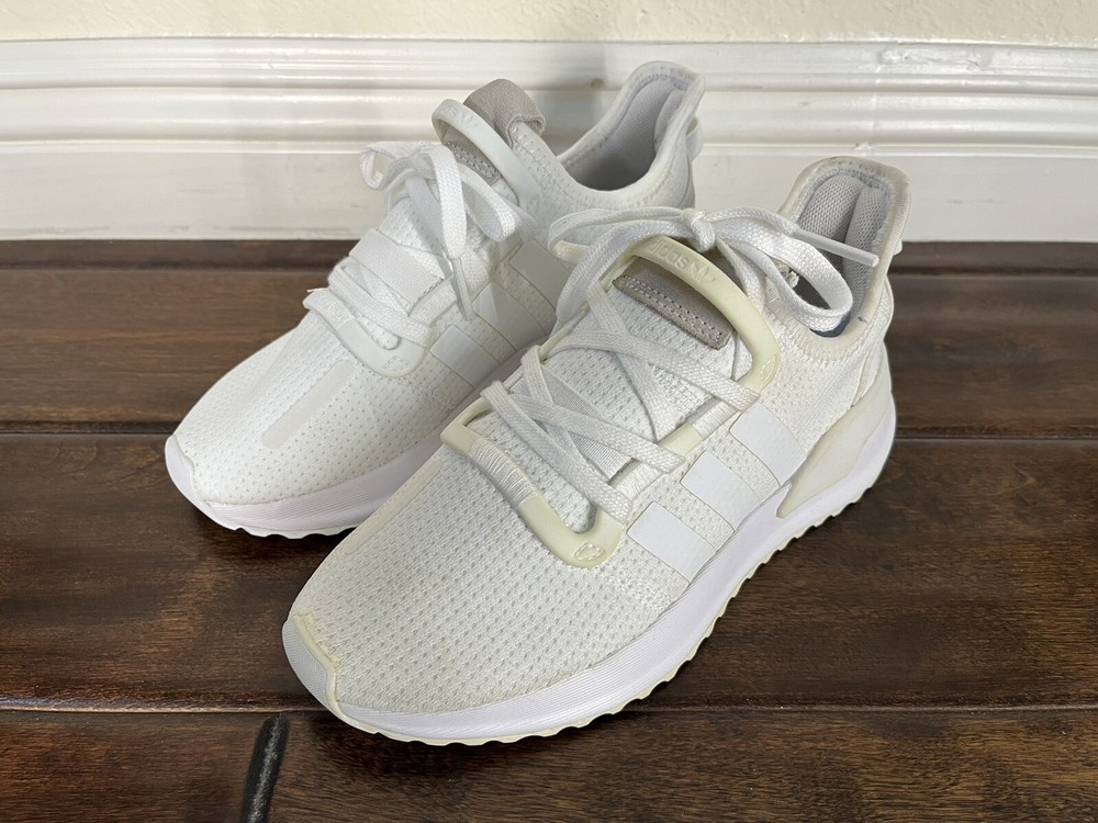 Adidas Kids U-Path Run Triple White Lace up Sneakers US SIZE 4 (Youth)