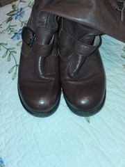 FRYE „VERONICA SLOUCH“ SOFT BROWN LEATHER TALL BIKER BOOT BOYS SZ. 2 Preowned