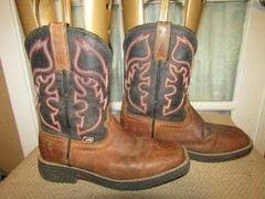 Justin Rush Junior Square Toe Black & Brown Western Boots JK4337 Youth sz 3.5 D