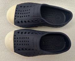 NATIVE Jefferson Shoe Regatta Blue Shell White Kids C8 Slip-on Waterproof $40