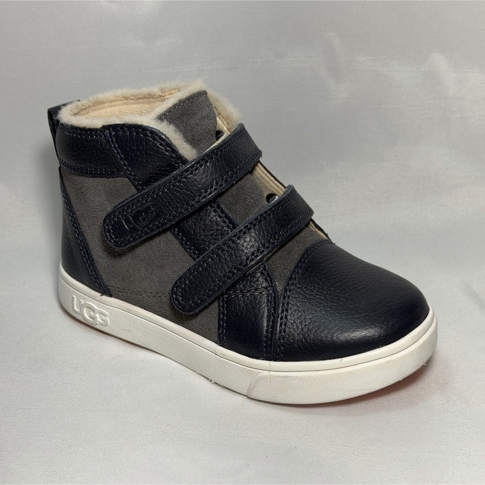 UGG Kids Sneakers Navy/Gray/White Hook & Loop Ankle Shoe US 10 EU 27.5